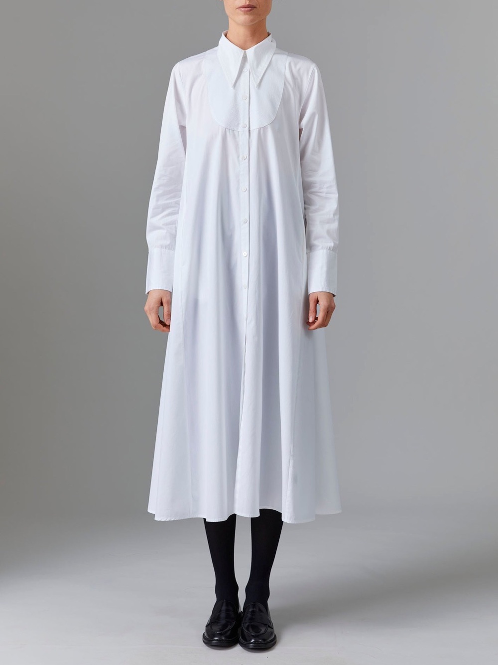Thierry Colson ALCESTE DRESS  TOPSTITCHING OFF WHITE Size Small Cotton